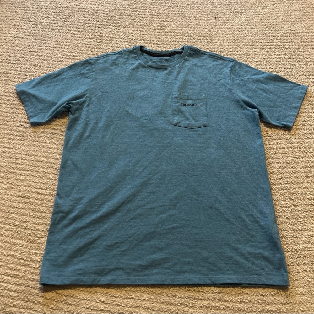 Patagonia Men's Responsibili-Tee Teal Short Sleeve T-Shirt Regular Fit Size M